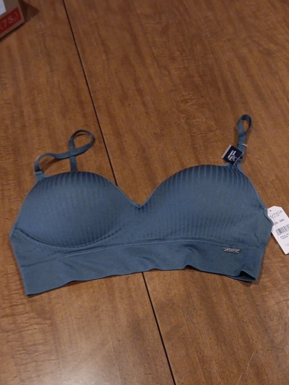 Nautica Ribbed Light Gray Seamless Padded Bra